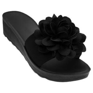 Qara Rose qadın sandalı PU altlıqla, rahat və yüngül